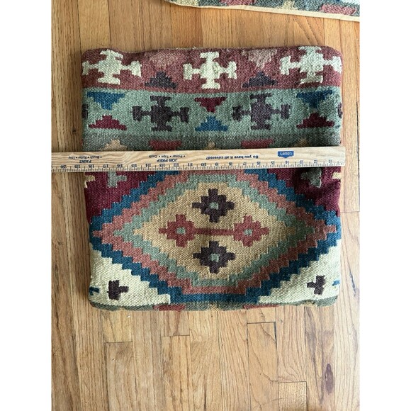 Indian 2 Set Wool Jute Kilim  Pillow Cushion Cover Decor Sofa Chair Boho - Picture 4 of 7